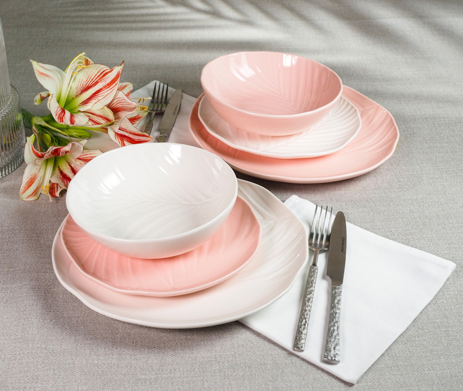 Набор тарелок BALI (розовый/белый)